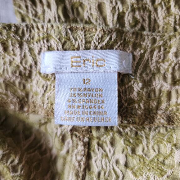 Eric Green Stretch Jeans with Cream Embroidery Skinny Mid Rise Size 12 - Picture 6 of 7